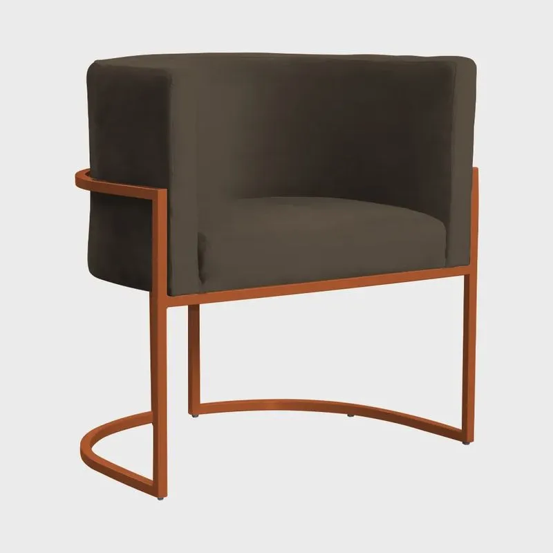 Poltrona Decorativa Luana Base em Metal Bronze Veludo Cores - ds Estofados