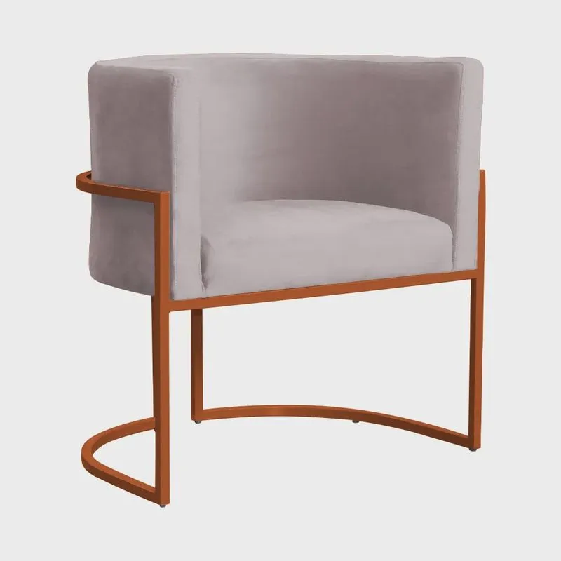 Poltrona Decorativa Luana Base em Metal Bronze Veludo Cores - ds Estofados
