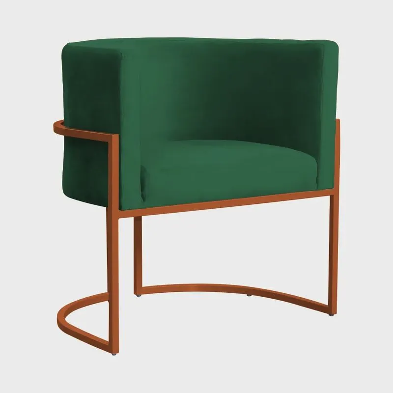 Poltrona Decorativa Luana Base em Metal Bronze Veludo Cores - ds Estofados