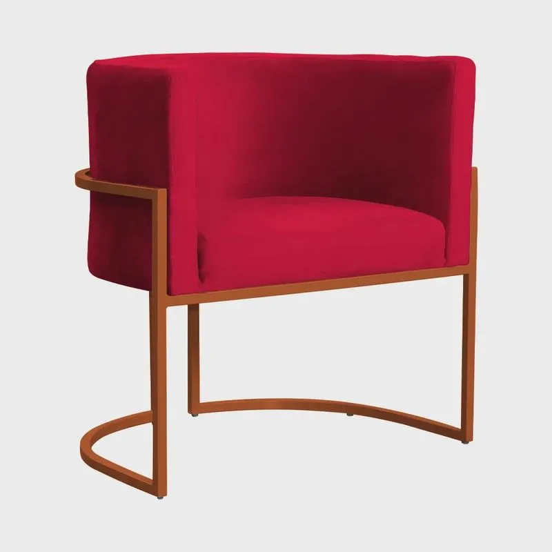 Poltrona Decorativa Luana Base em Metal Bronze Veludo Cores - ds Estofados