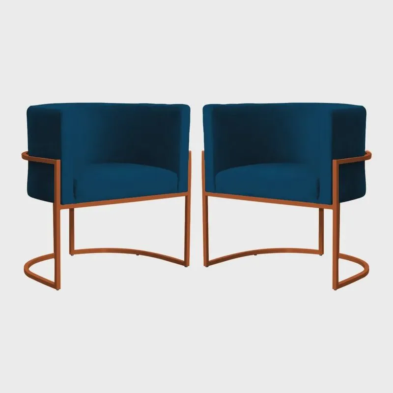 Kit 02 Poltrona Luana Base Bronze Para Sala Veludo Cores - ds Estofados