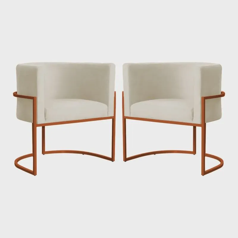 Kit 02 Poltrona Luana Base Bronze Para Sala Veludo Cores - ds Estofados