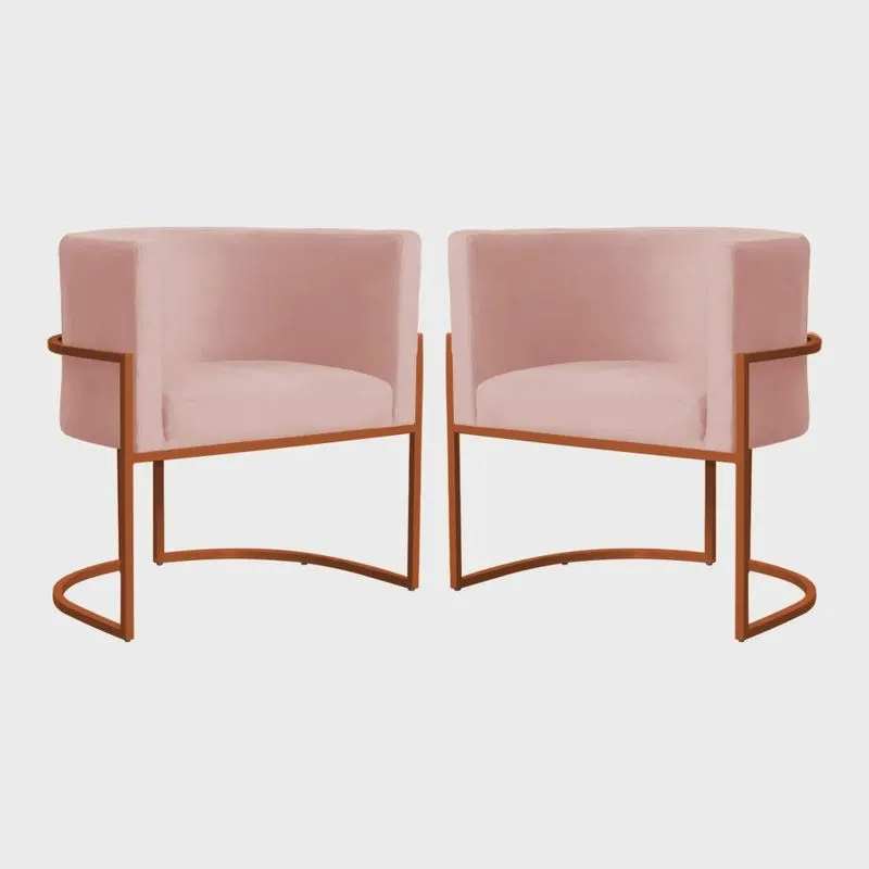 Kit 02 Poltrona Luana Base Bronze Para Sala Veludo Cores - ds Estofados