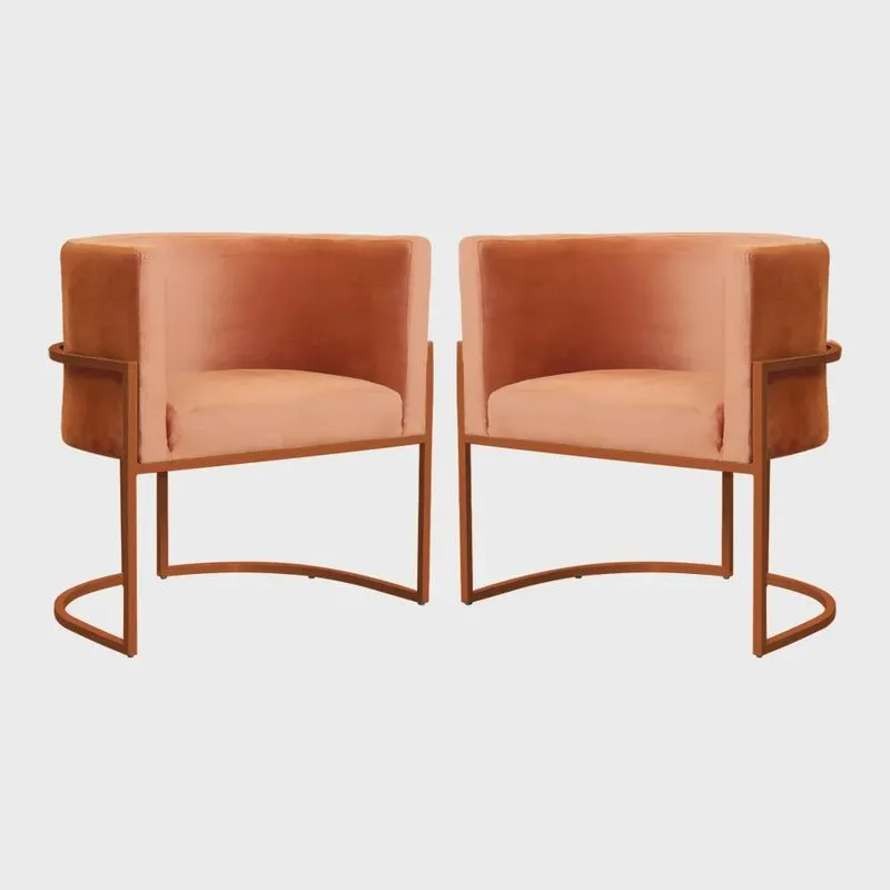 Kit 02 Poltrona Luana Base Bronze Para Sala Veludo Cores - ds Estofados