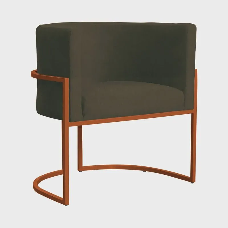 Poltrona Luana para Sala Base em Bronze Suede Cores - ds Estofados