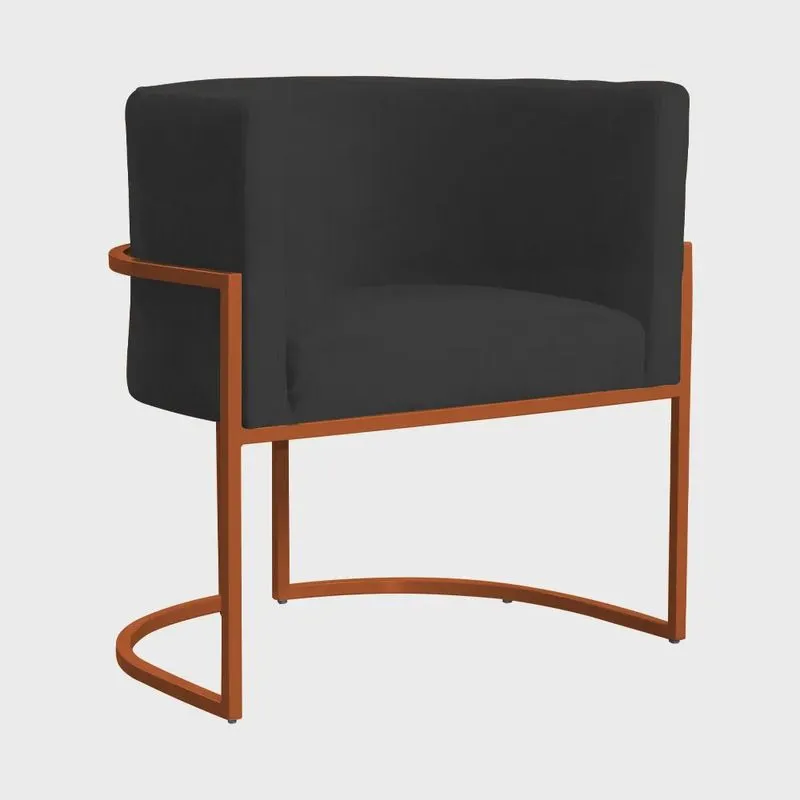 Poltrona Luana para Sala Base em Bronze Suede Cores - ds Estofados