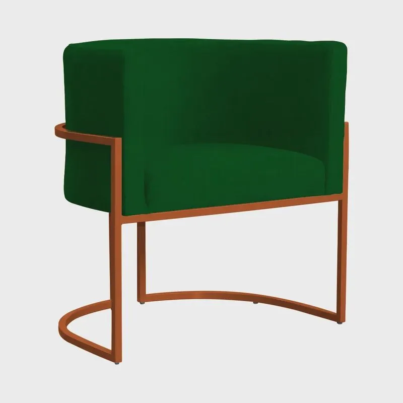 Poltrona Luana para Sala Base em Bronze Suede Cores - ds Estofados