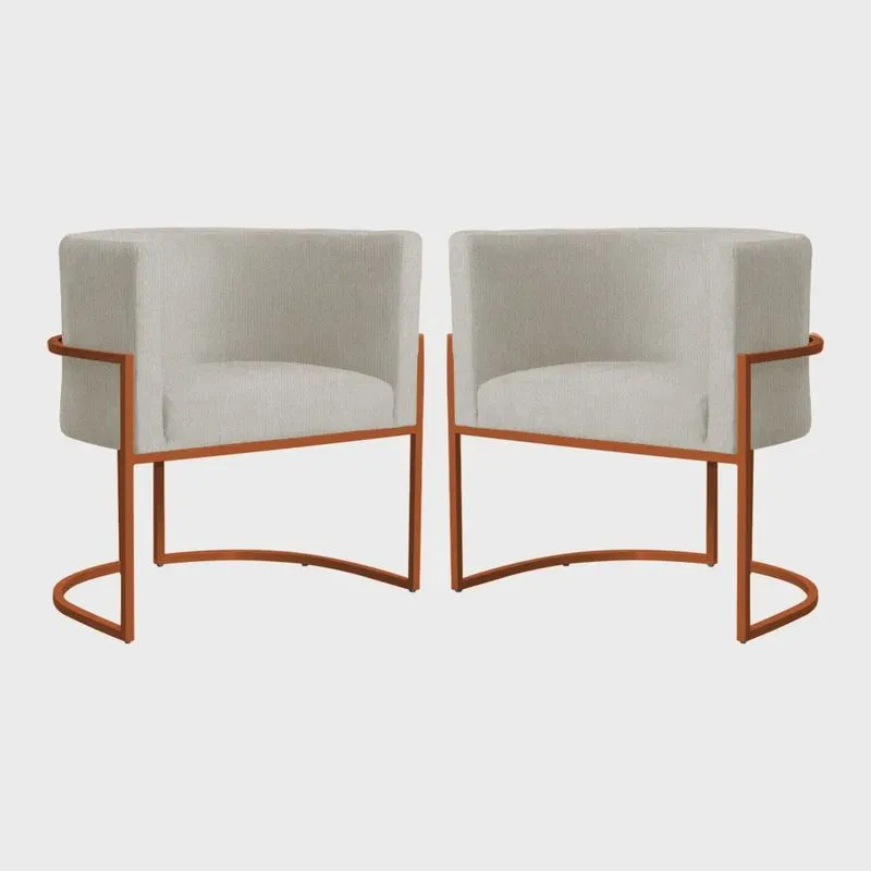 Kit 02 Poltronas Decorativa Luana Base Bronze Suede Cores - ds Estofados
