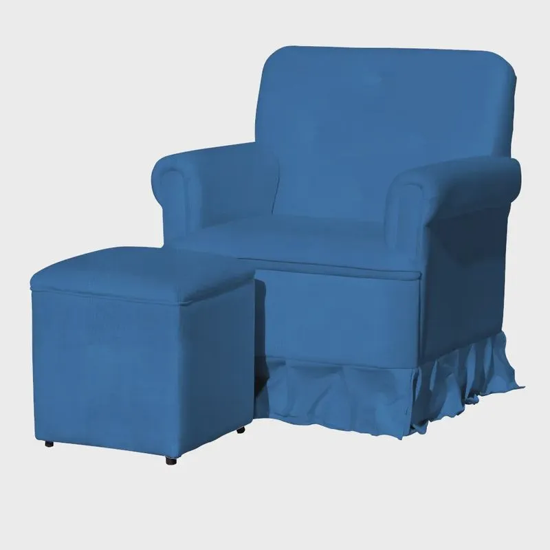 Poltrona Amamentação Balanço Para Quarto Com Puff Laura Suede
