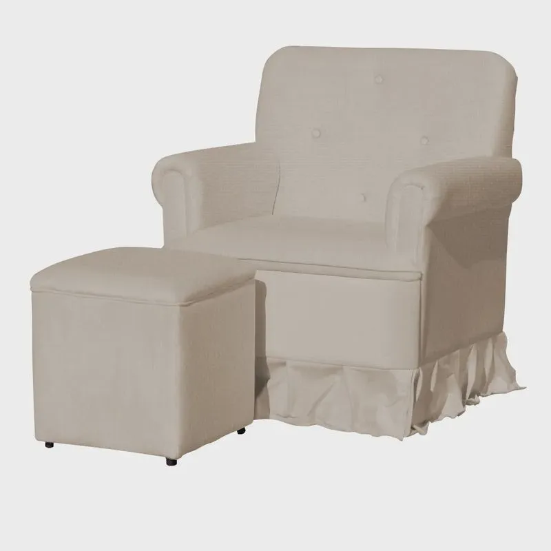 Poltrona Amamentação Balanço Para Quarto Com Puff Laura Suede