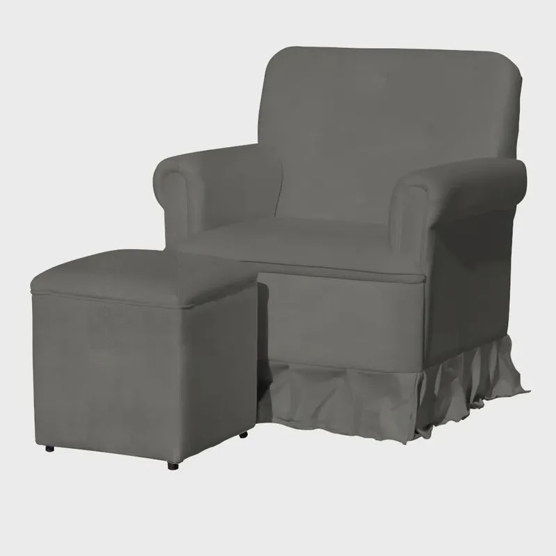 Poltrona Amamentação Balanço Para Quarto Com Puff Laura Suede