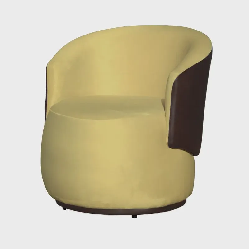 Poltrona Organica Beatriz Design e Conforto Tecido Suede Com Composê em Corino Marrom
