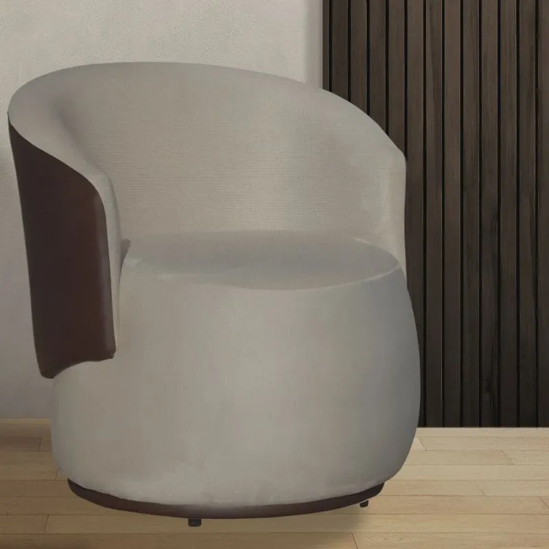 Poltrona Organica Beatriz Design e Conforto Tecido Suede Com Composê em Corino Marrom