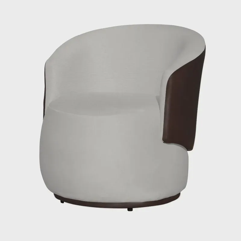 Poltrona Organica Beatriz Design e Conforto Tecido Suede Com Composê em Corino Marrom