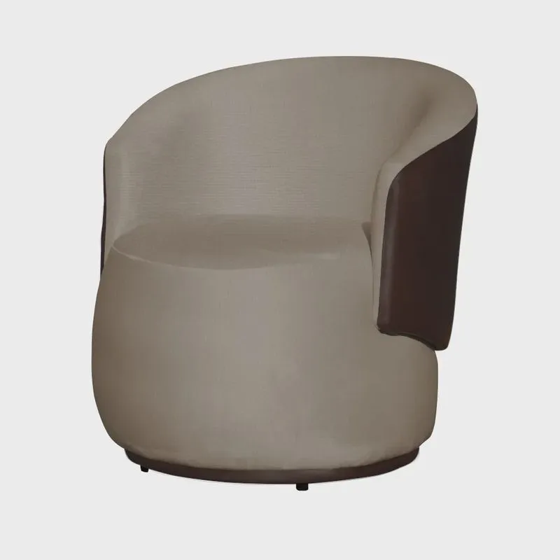Poltrona Organica Beatriz Design e Conforto Tecido Suede Com Composê em Corino Marrom