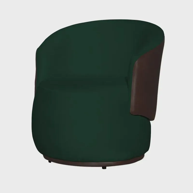 Poltrona Organica Beatriz Design e Conforto Tecido Suede Com Composê em Corino Marrom