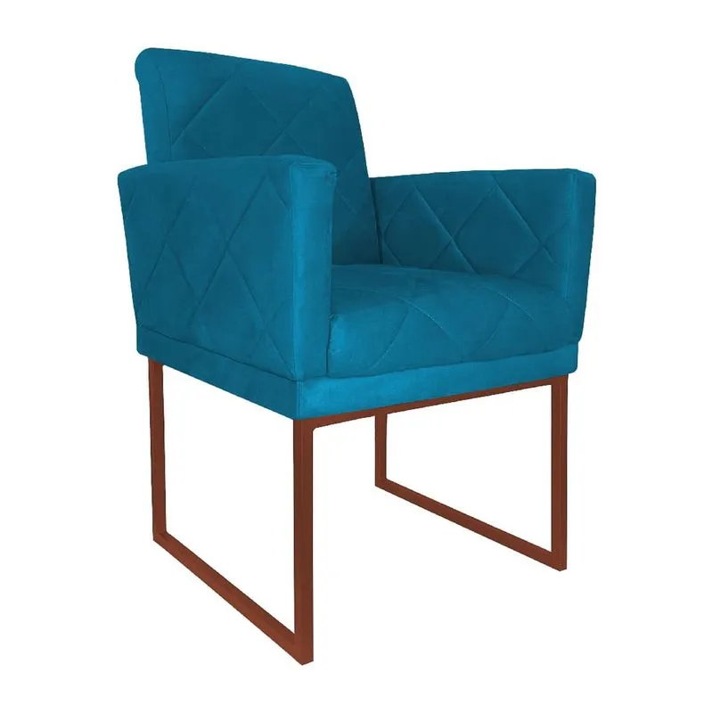 Poltrona Decorativa Klara Base Ferro Bronze Suede - Estopar