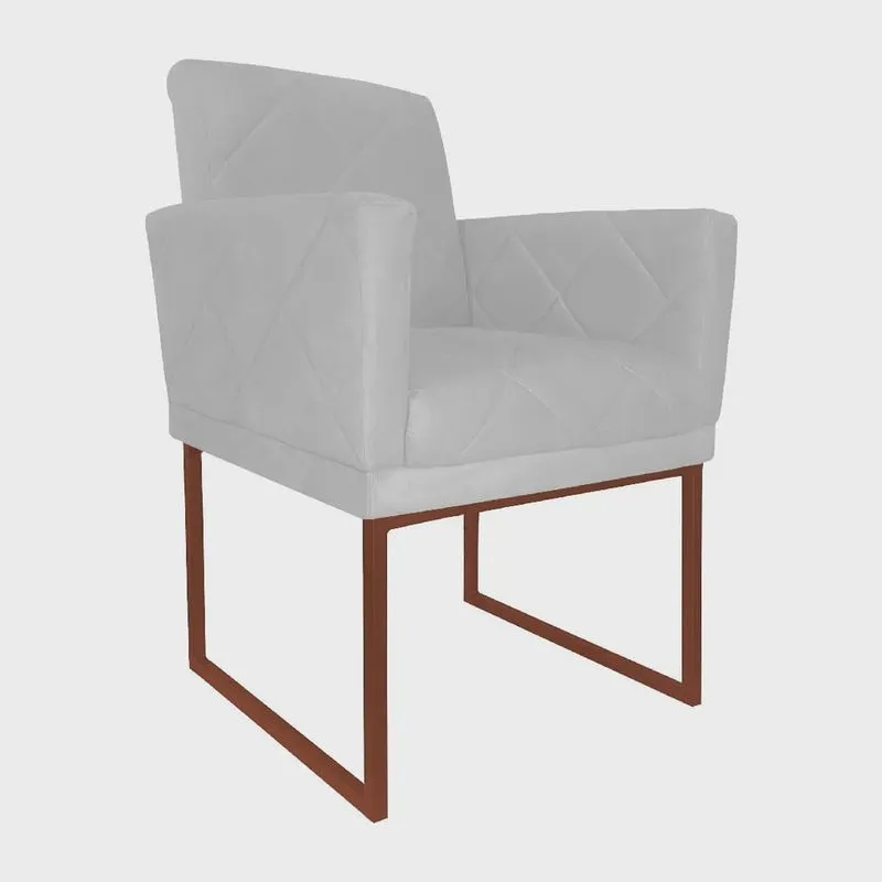 Poltrona Decorativa Klara Base Ferro Bronze Suede - Estopar