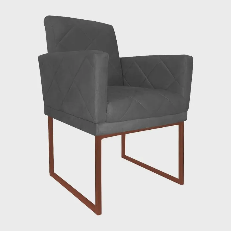 Poltrona Decorativa Klara Base Ferro Bronze Suede - Estopar