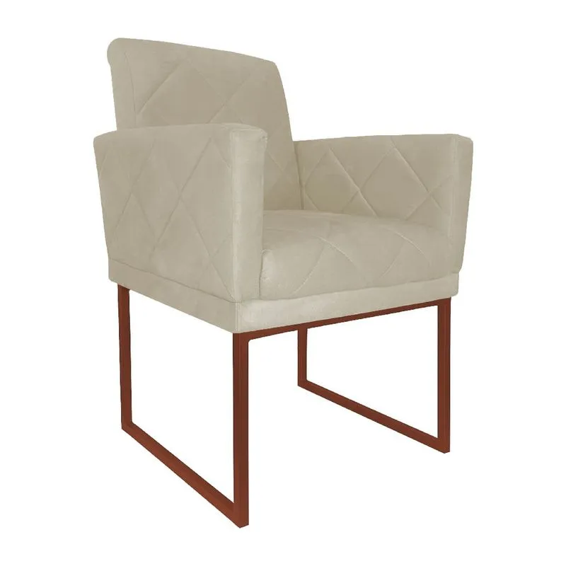 Poltrona Decorativa Klara Base Ferro Bronze Suede - Estopar
