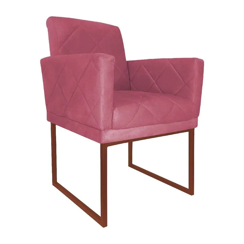 Poltrona Decorativa Klara Base Ferro Bronze Suede - Estopar