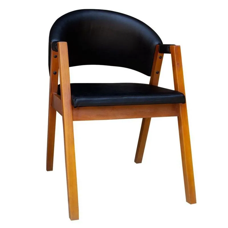 Cadeira De Jantar Estilo Poltrona Madeira Maciça Couríssimo 7 Decormoveis Preto