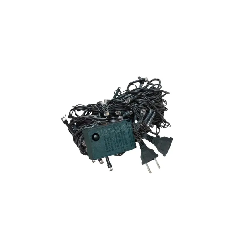 Pisca Pisca Lumina 100 Lampadas LED Azul Fio Verde 9 Metros 8 Funcoes 127v