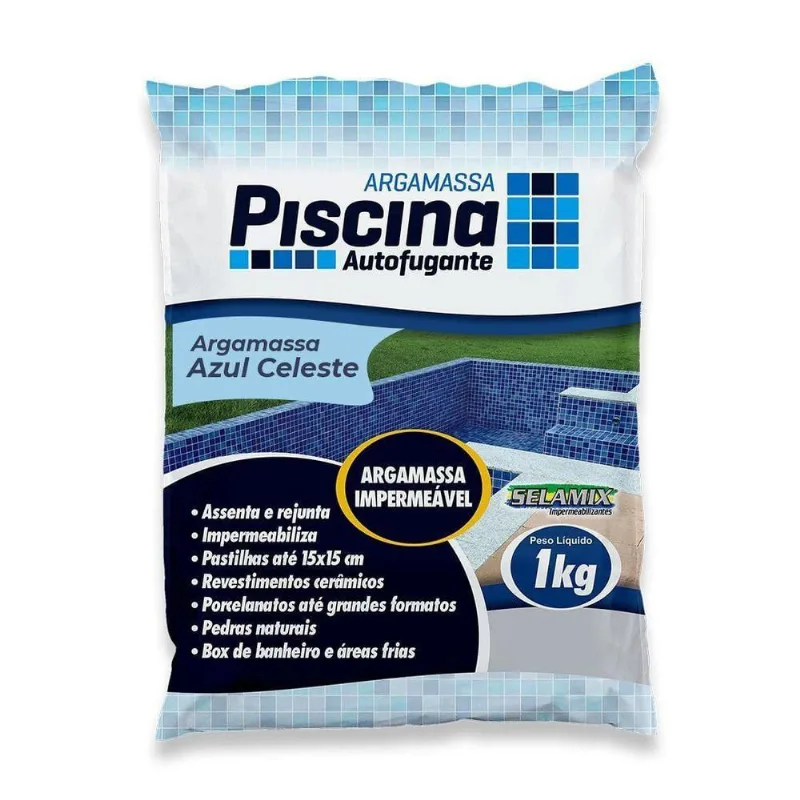 Argamassa Piscina Aut. Impermeável Cor Azul Celeste 1kg
