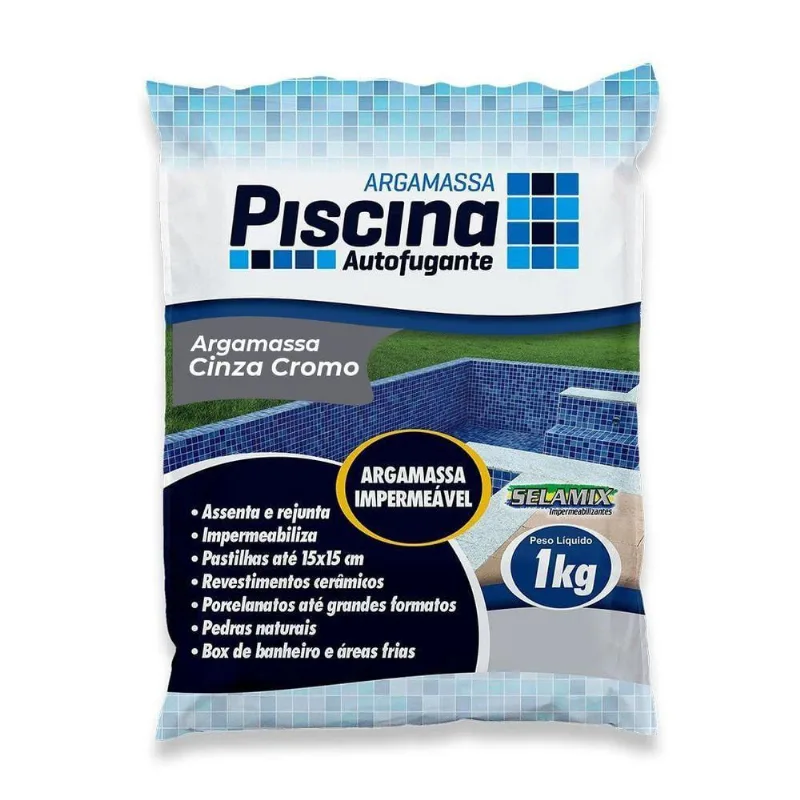 Argamassa Piscina Aut. Impermeável Cor Cinza Cromo 1kg