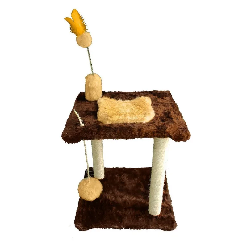 Brinquedo Arranhador Gatos Duas Bases Sisal Poste Bege
