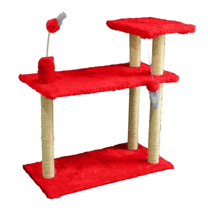 Brinquedo Gato Arranhador Filhote Adulto Arranhar Vermelho