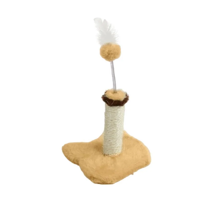 Brinquedo Arranhador Gato Mola Bola Poste Sisal Pet Bege