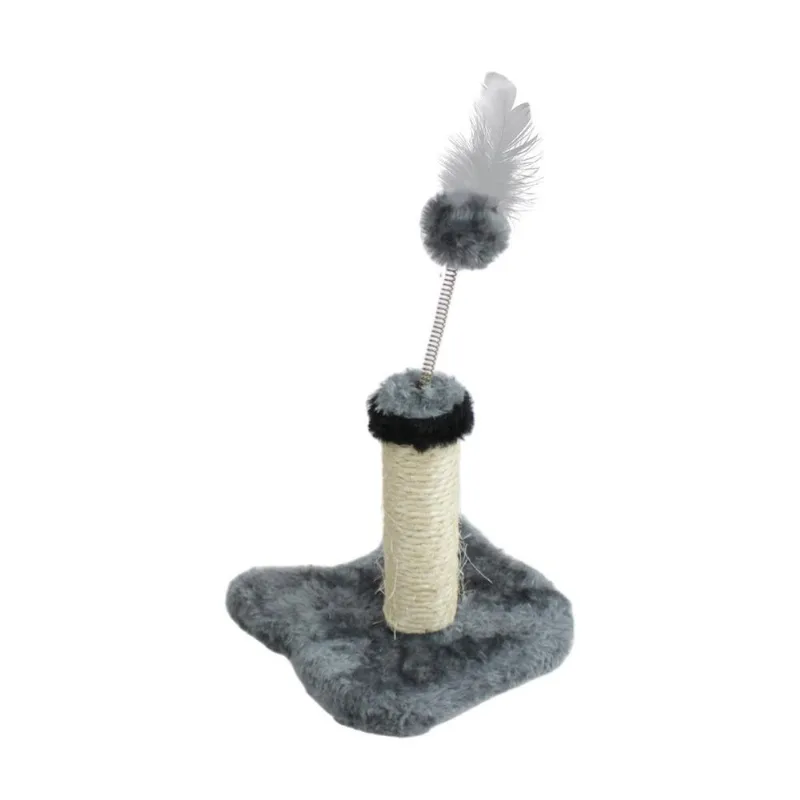 Brinquedo Arranhador Gato Mola Bola Poste Sisal Pet Cinza
