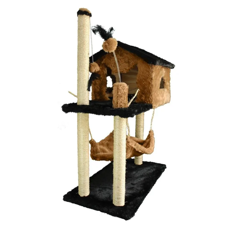 Casa Grande Arranhador Gato Poste Sisal Rede Cortiça