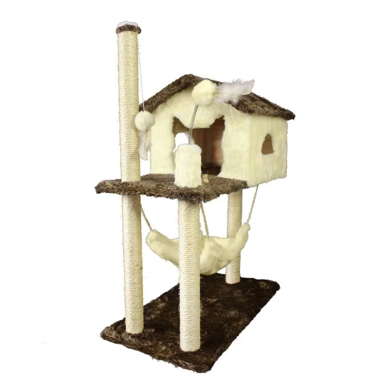 Casa Grande Arranhador Gato Poste Sisal Rede Natural