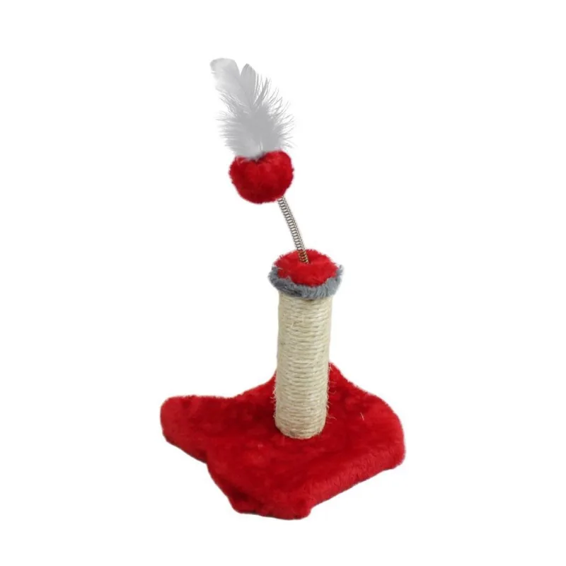 Brinquedo Arranhador Gato Mola Bola Poste Sisal Pet Vermelho