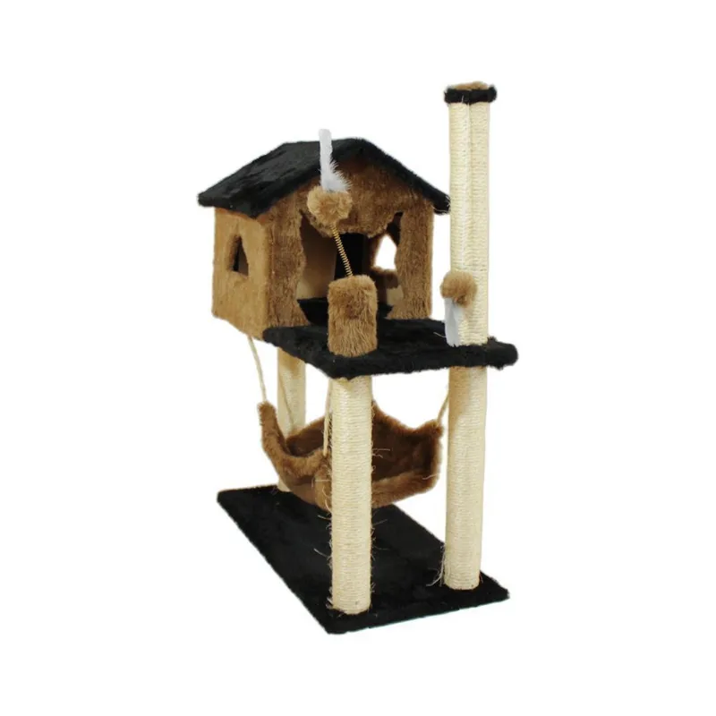 Casa Arranhador Gato Playground Brinquedo Sisal Marrom-claro
