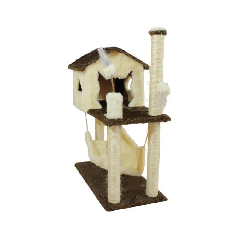 Casa Arranhador Gato Playground Brinquedo Sisal Creme
