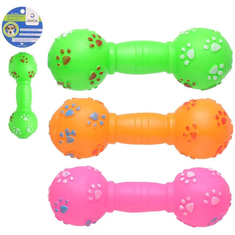 Brinquedo para cachorro halteres de plástico com som 20X6,5CM javick