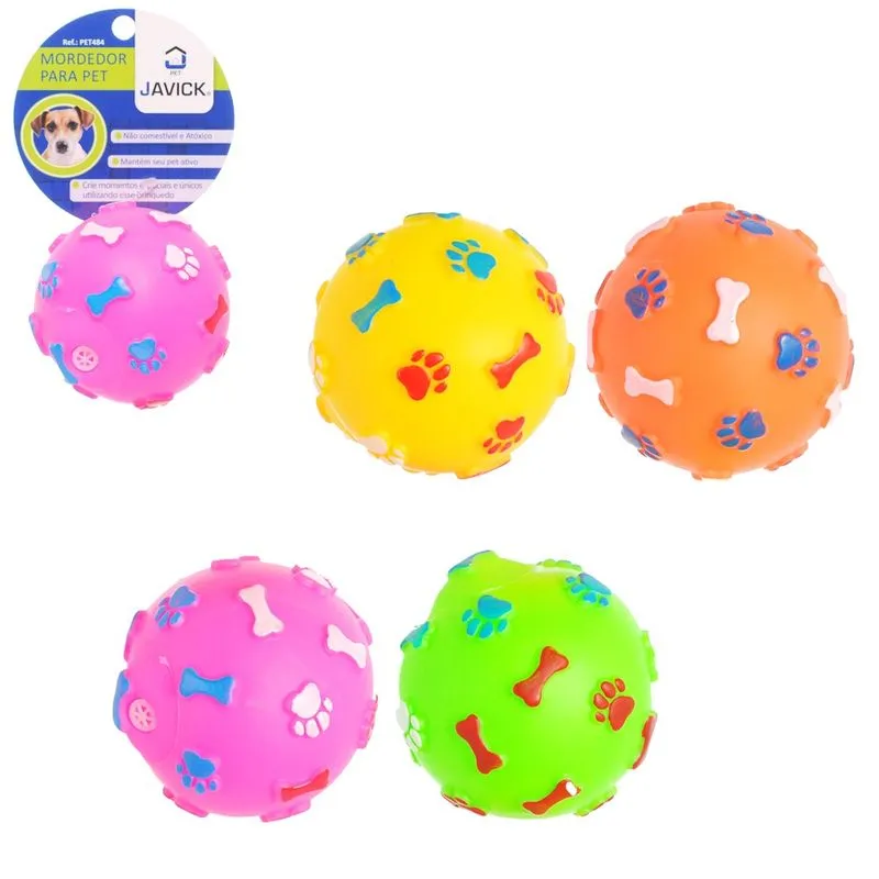 Brinquedo para cachorro bola pata/osso de plástico com som 7,5CM javick