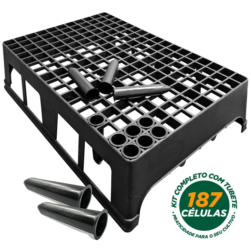 Kit 01 Bandeja Caixa 187 Células Completa Com Tubetes 55cm