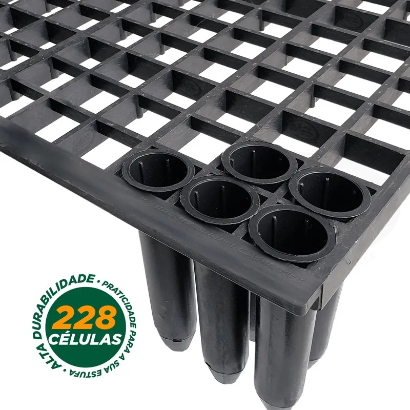 Kit 36 Bandejas Plana 228 Células Completas Com Tubetes 55cm