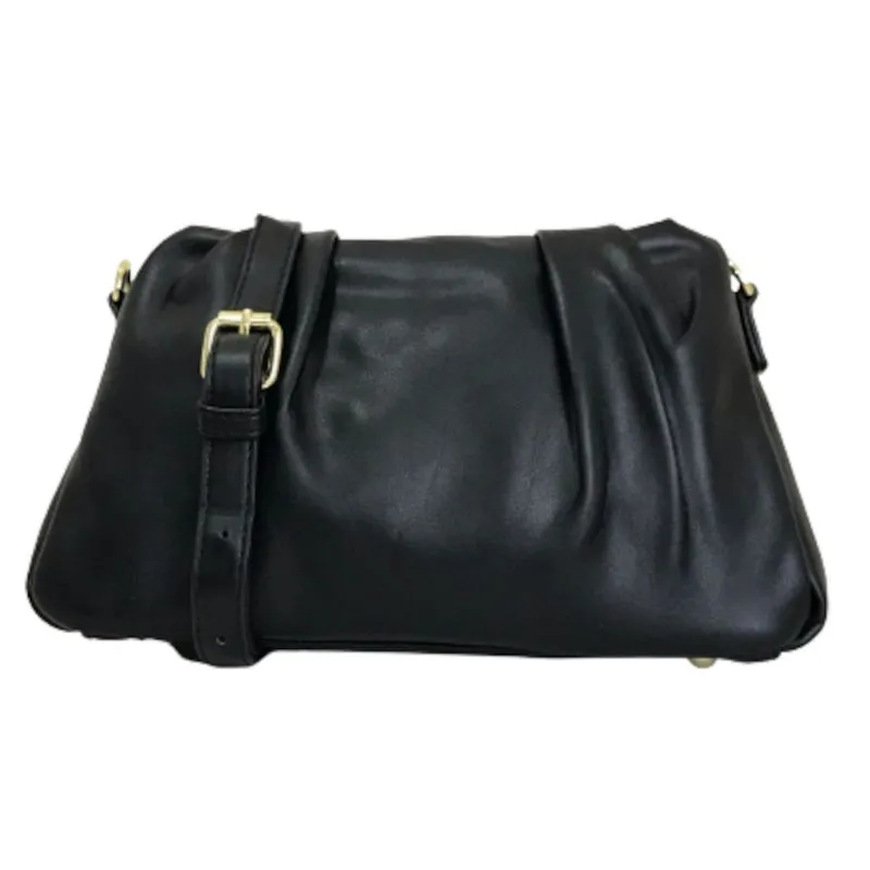 bolsa transversal pequena em couro pu com pregas