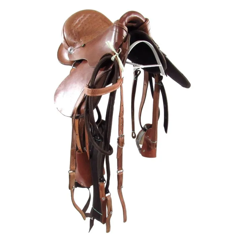 Sela de Cavalo Australiana Havana Infantil de Aba Inox Luxo 12 Polegadas
