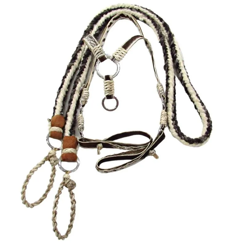 Kit Traia Para Cavalo Couro Cru Inox Cabeçada e Rédea Lã de Carneiro