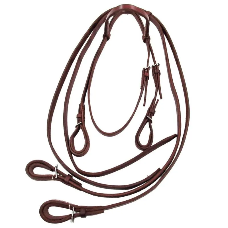 Kit Cabeçada de Cavalo Princesinha e Rédea de Couro Aberta Havana