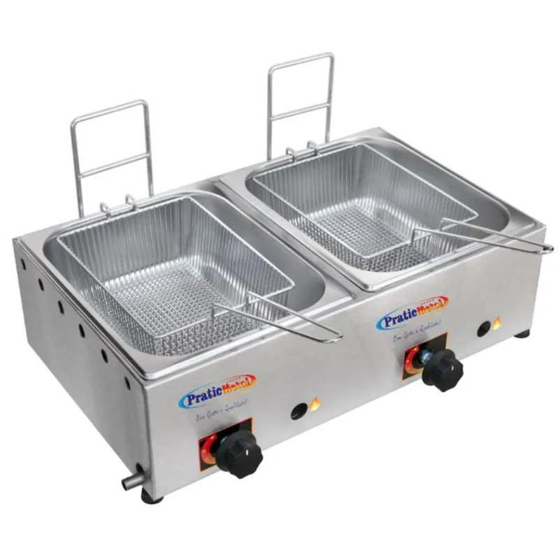 Fritadeira Á Gás Profissional 2 Cubas Premium 5 Litros