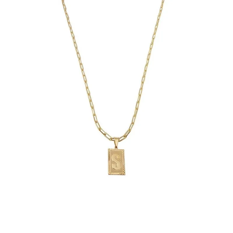 Cordão 50Cm Masculino Feminino Pingente Letra S Banhado Ouro