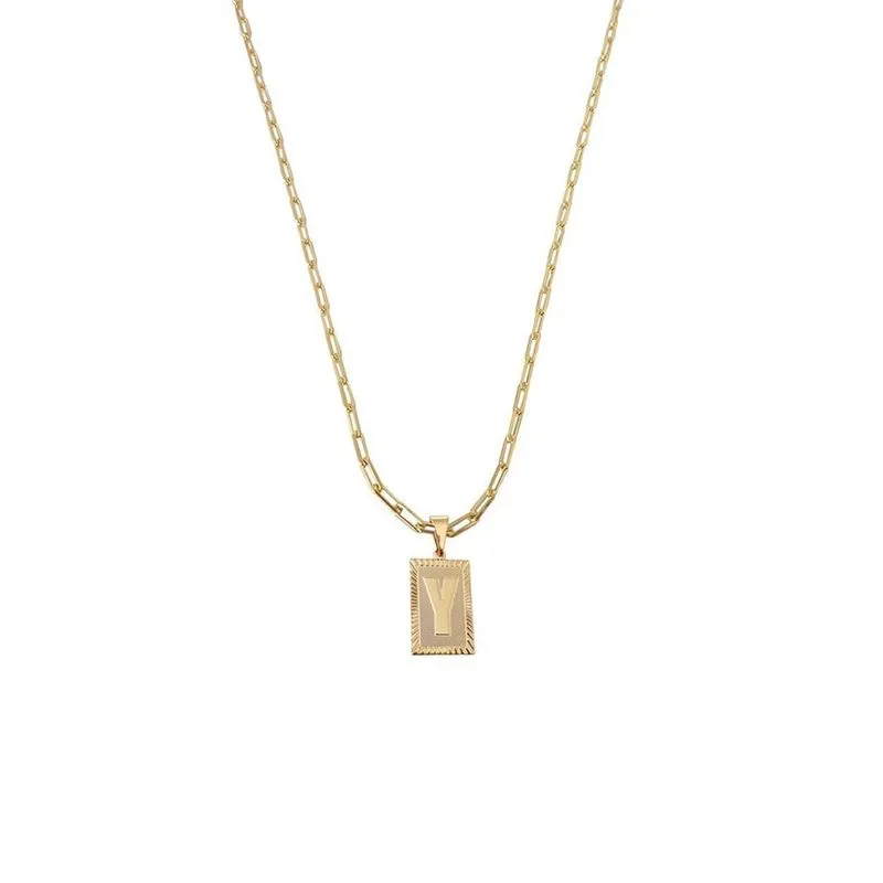 Cordão 50Cm Masculino Feminino Pingente Letra Y Banhado Ouro