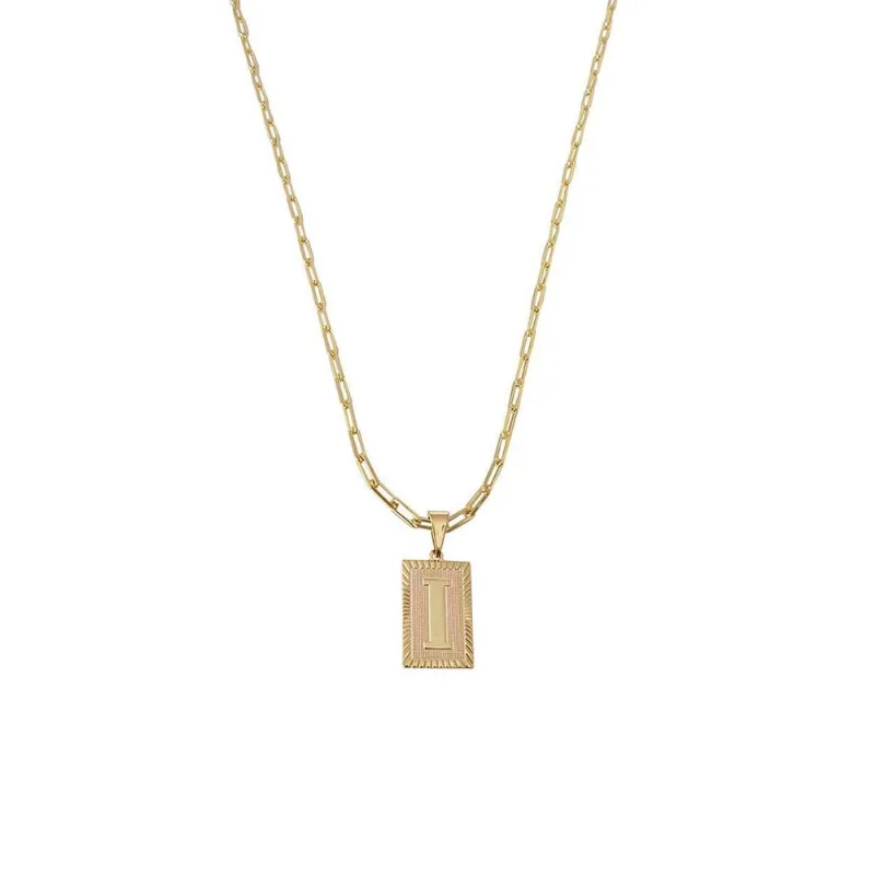 Cordão 45cm Masculino Feminino Pingente Letra I Banhado Ouro
